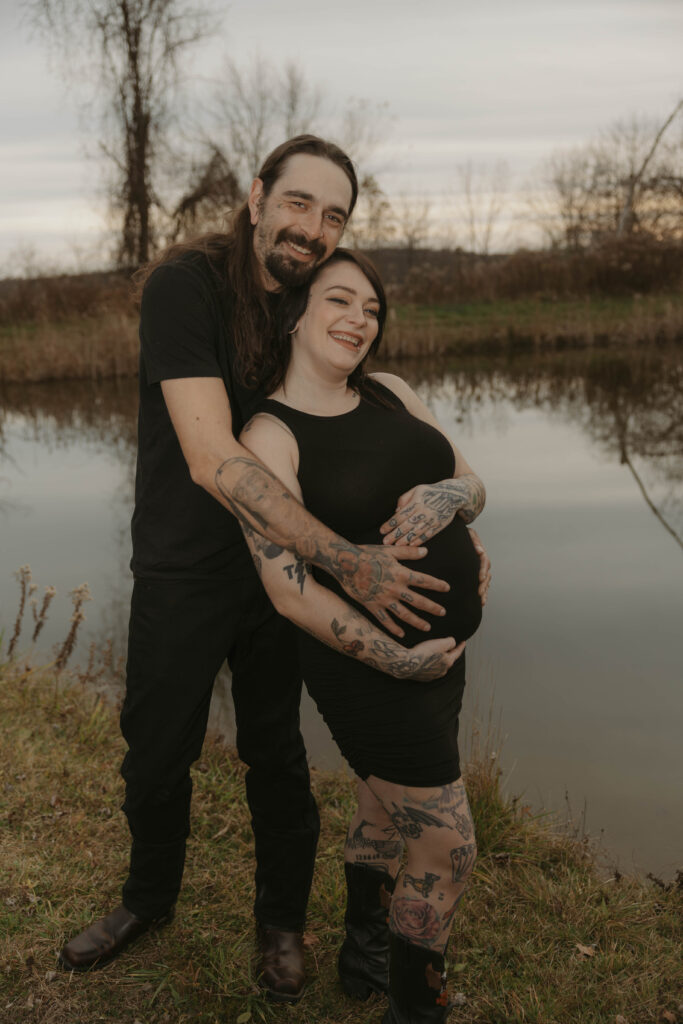 a golden hour maternity session